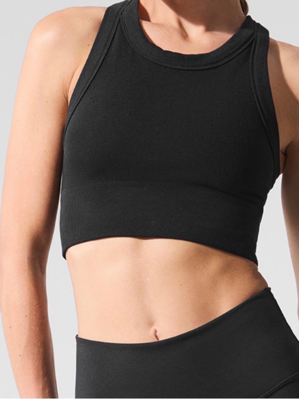 ALO Seamless Delight High Neck Bra-Black|M